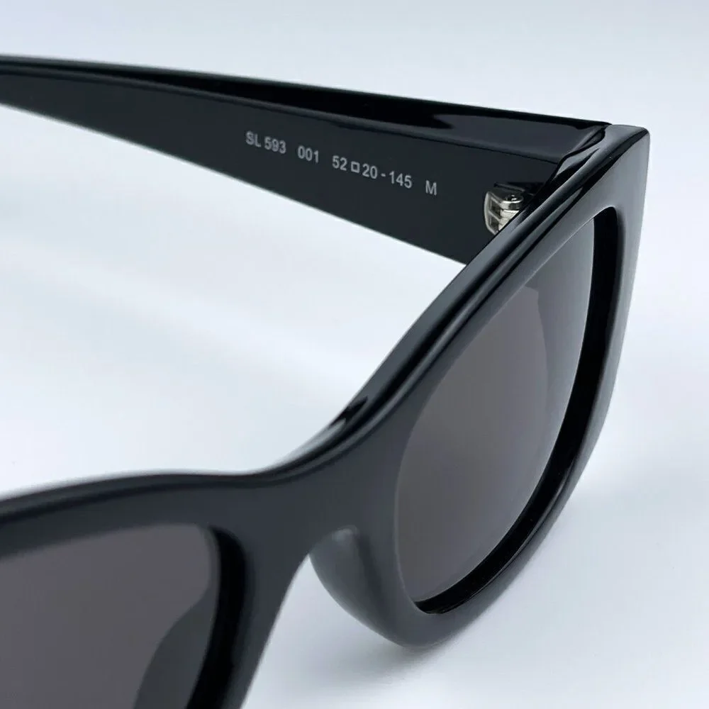 NEW Saint Laurent SL593 001 Black Square Unisex Sunglasses